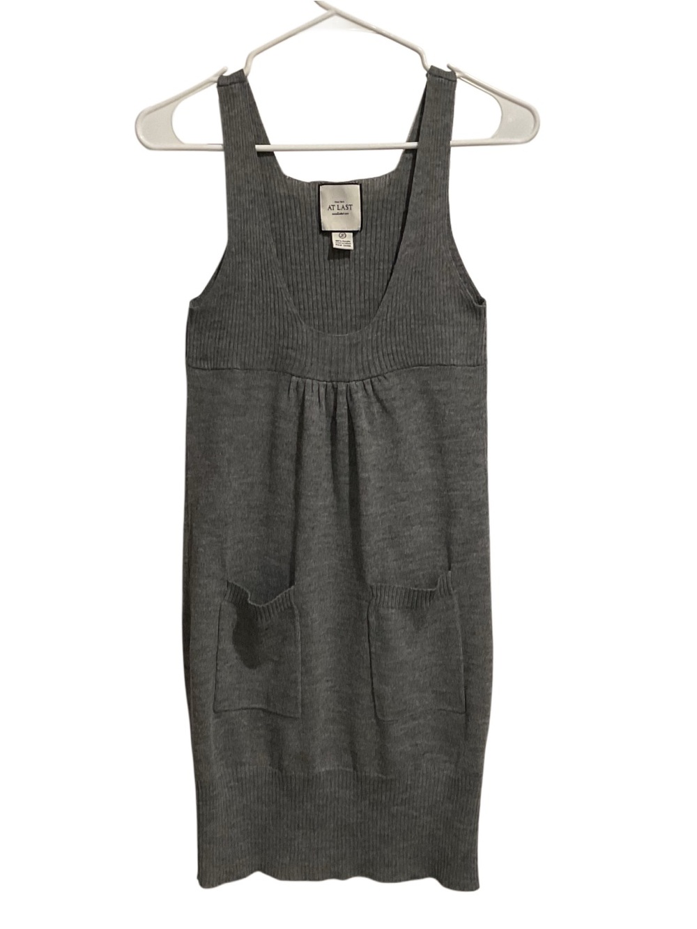 At Last Women’s Mini Sweater Dress Heather Gray Sleeveless‎